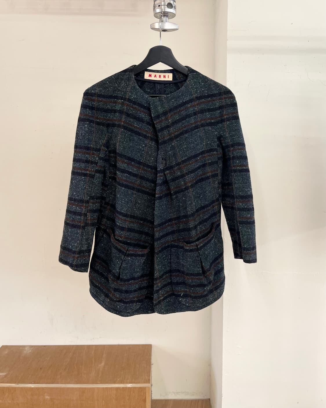 마르니 블루 트위드 라운드 넥 자켓 상품이미지1