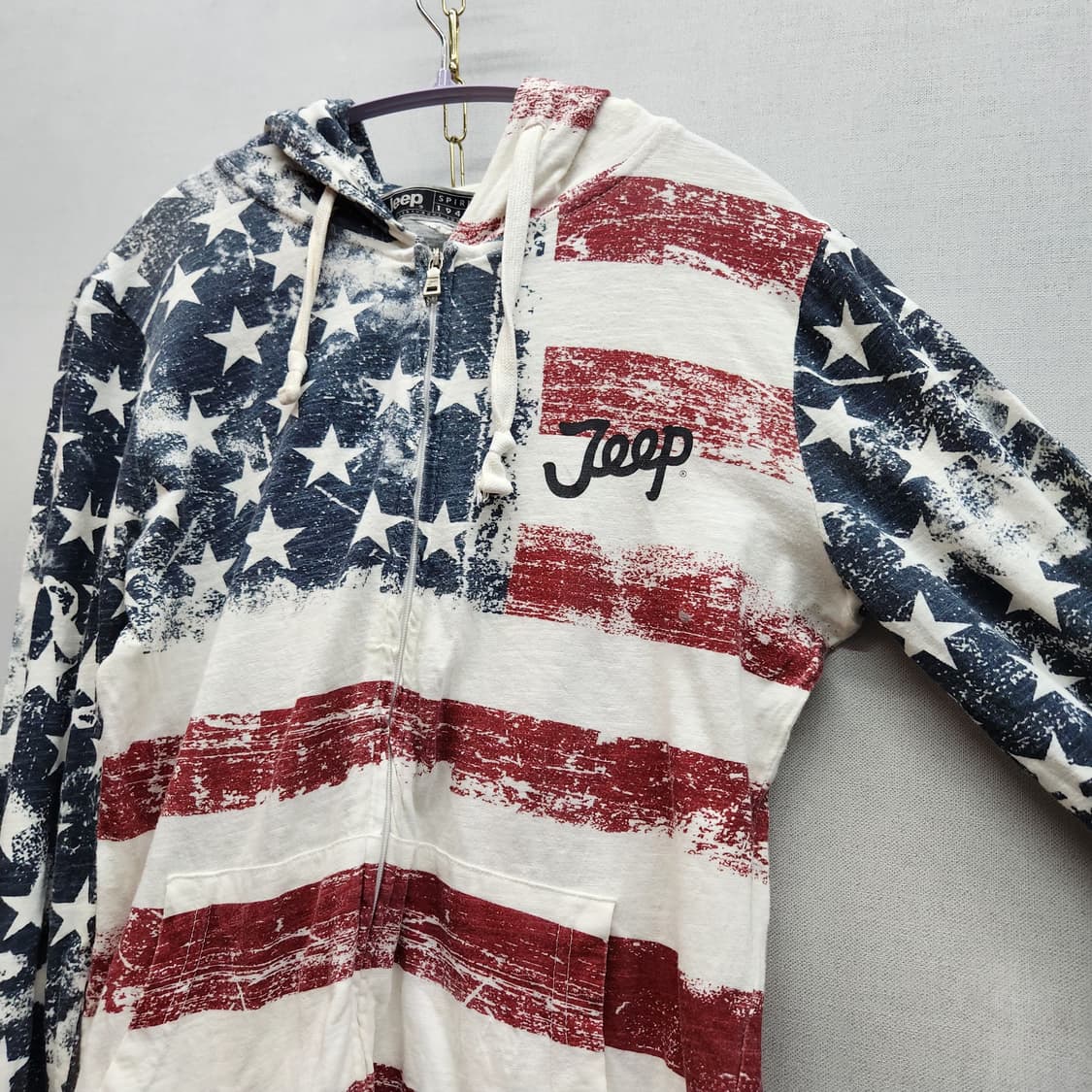 Jeep 지프 성조기 패턴 빈티지 후드집업 S(S~M) 상품이미지3