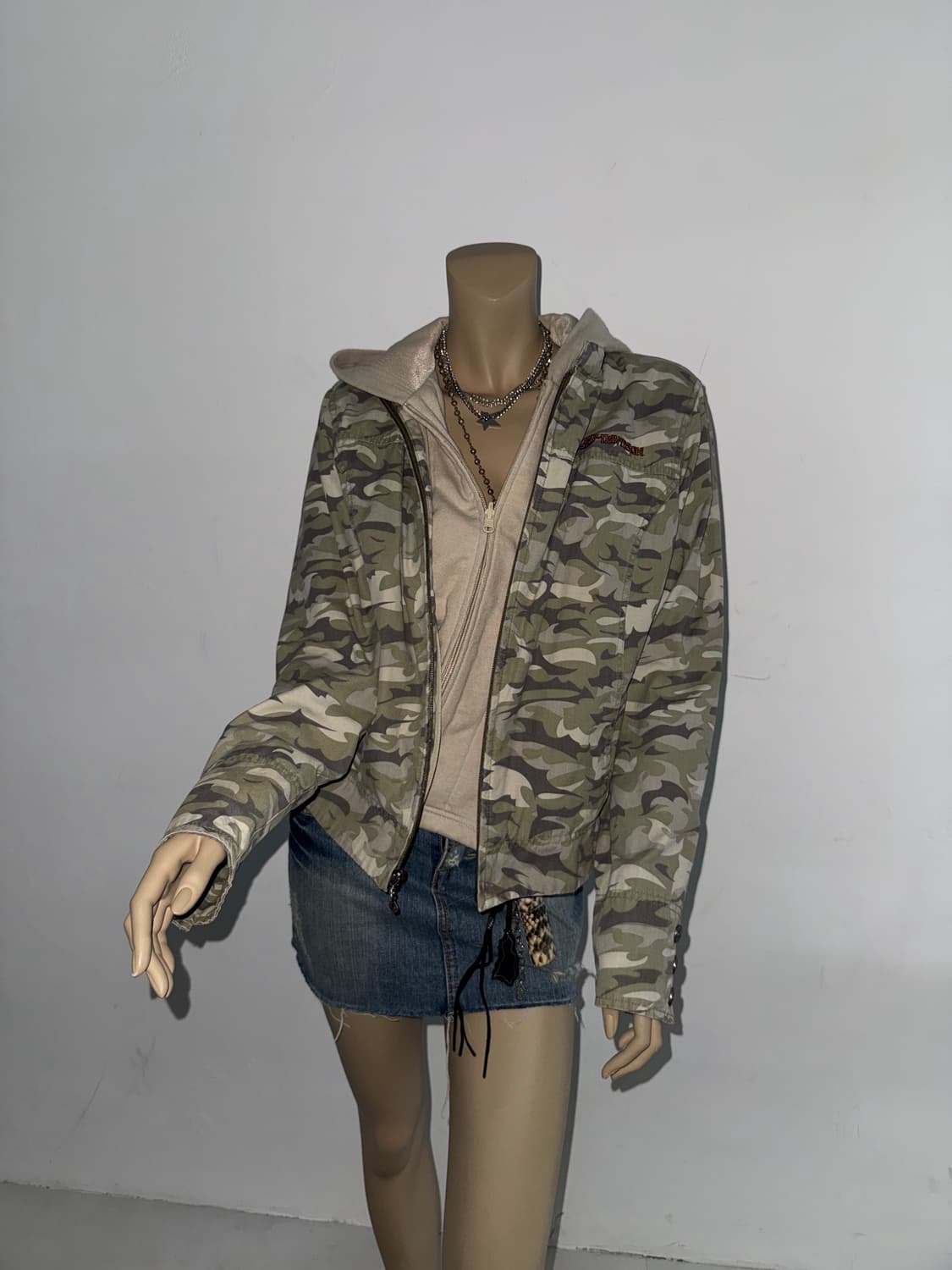 할리 데이비슨 카모 레이어드 투웨이 후드 자켓 상품이미지4