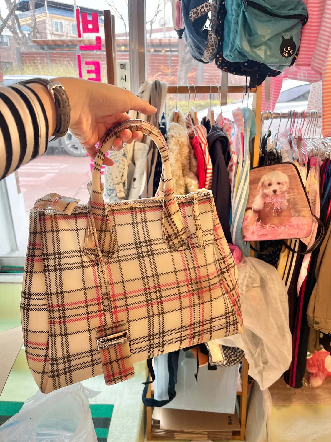 체크무늬 PVC백 🌀 상품이미지10