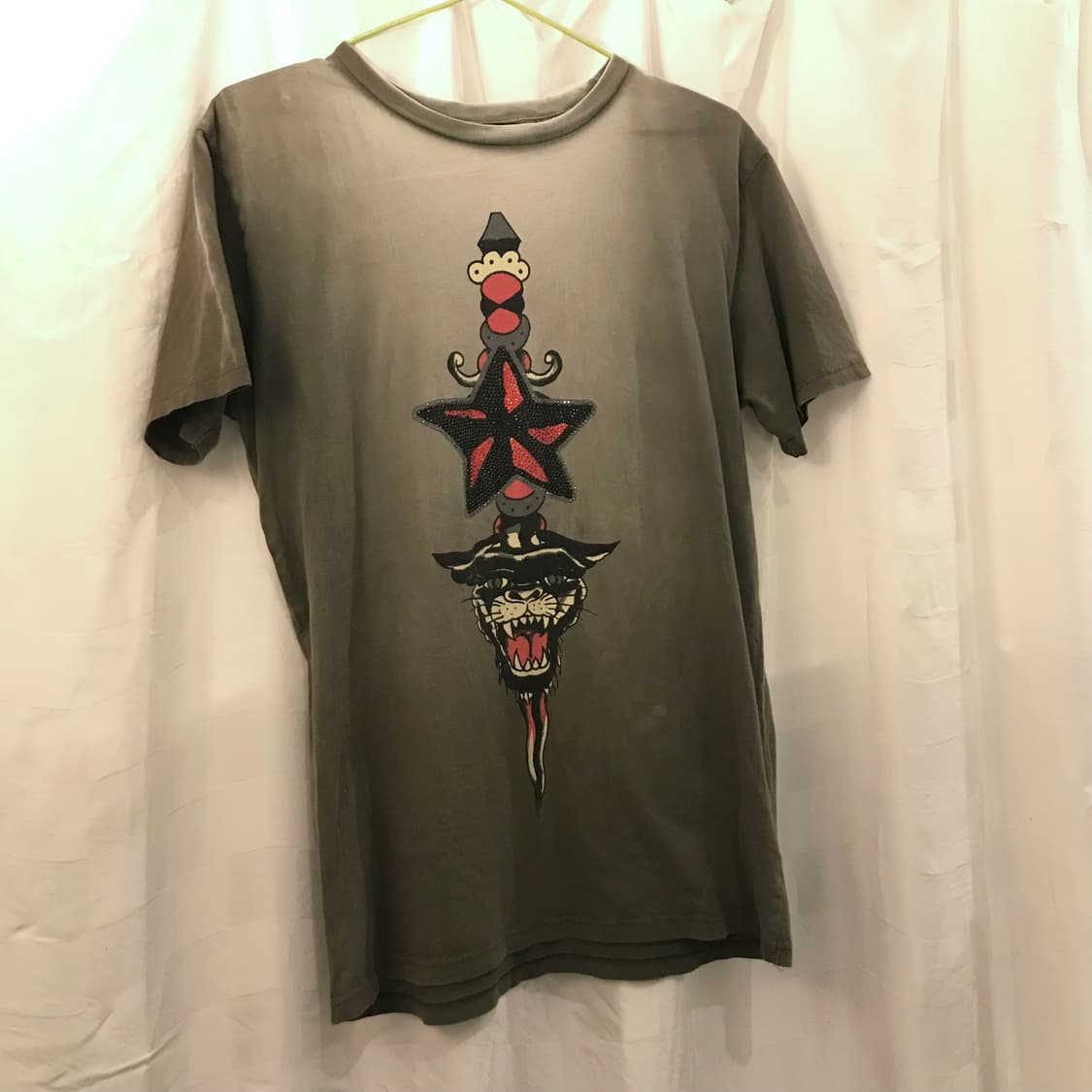 Ed Hardy 에드하디 펑크 큐빅 워싱 카키 반팔티 상품이미지2