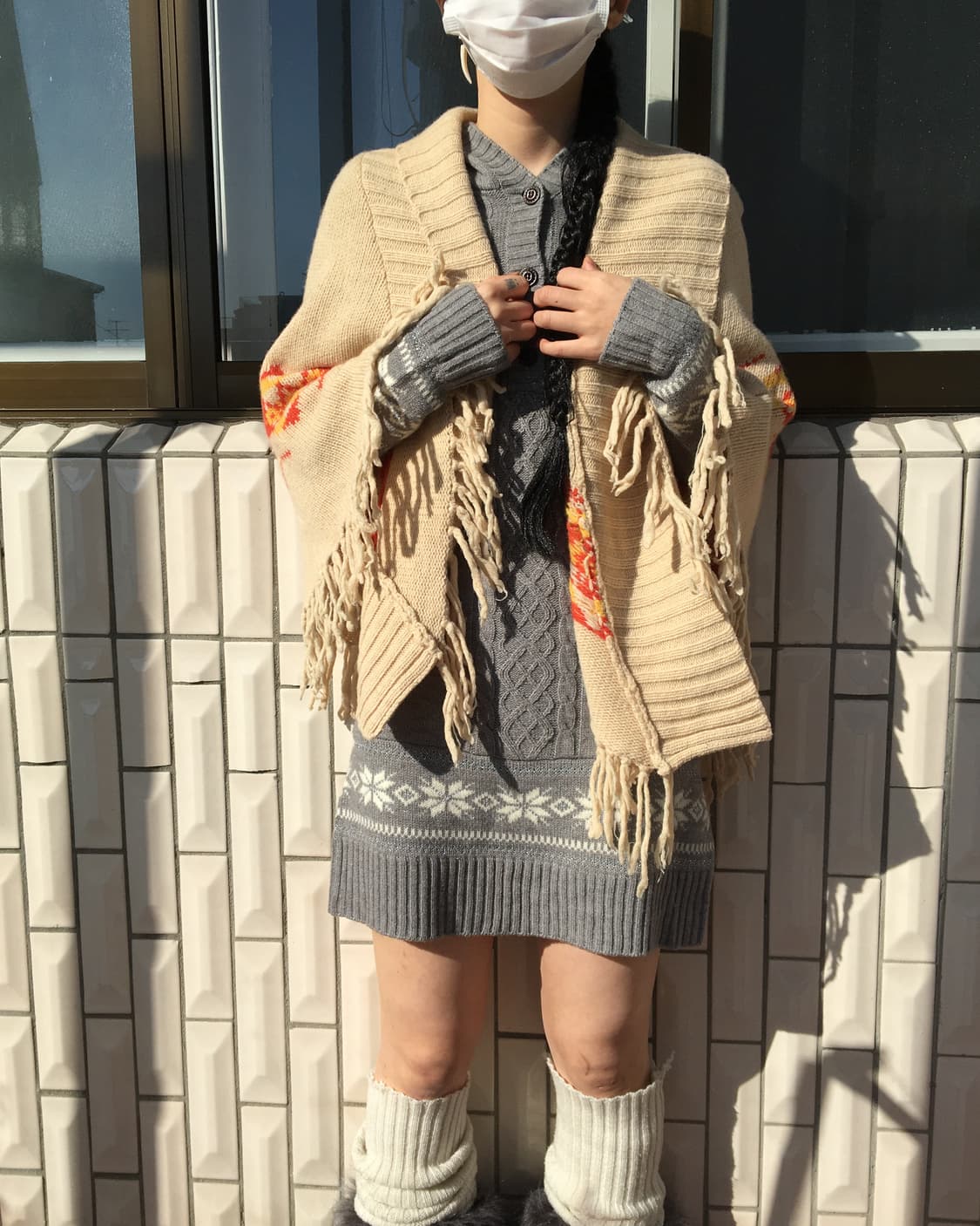 Fringe knit open cape 상품이미지5