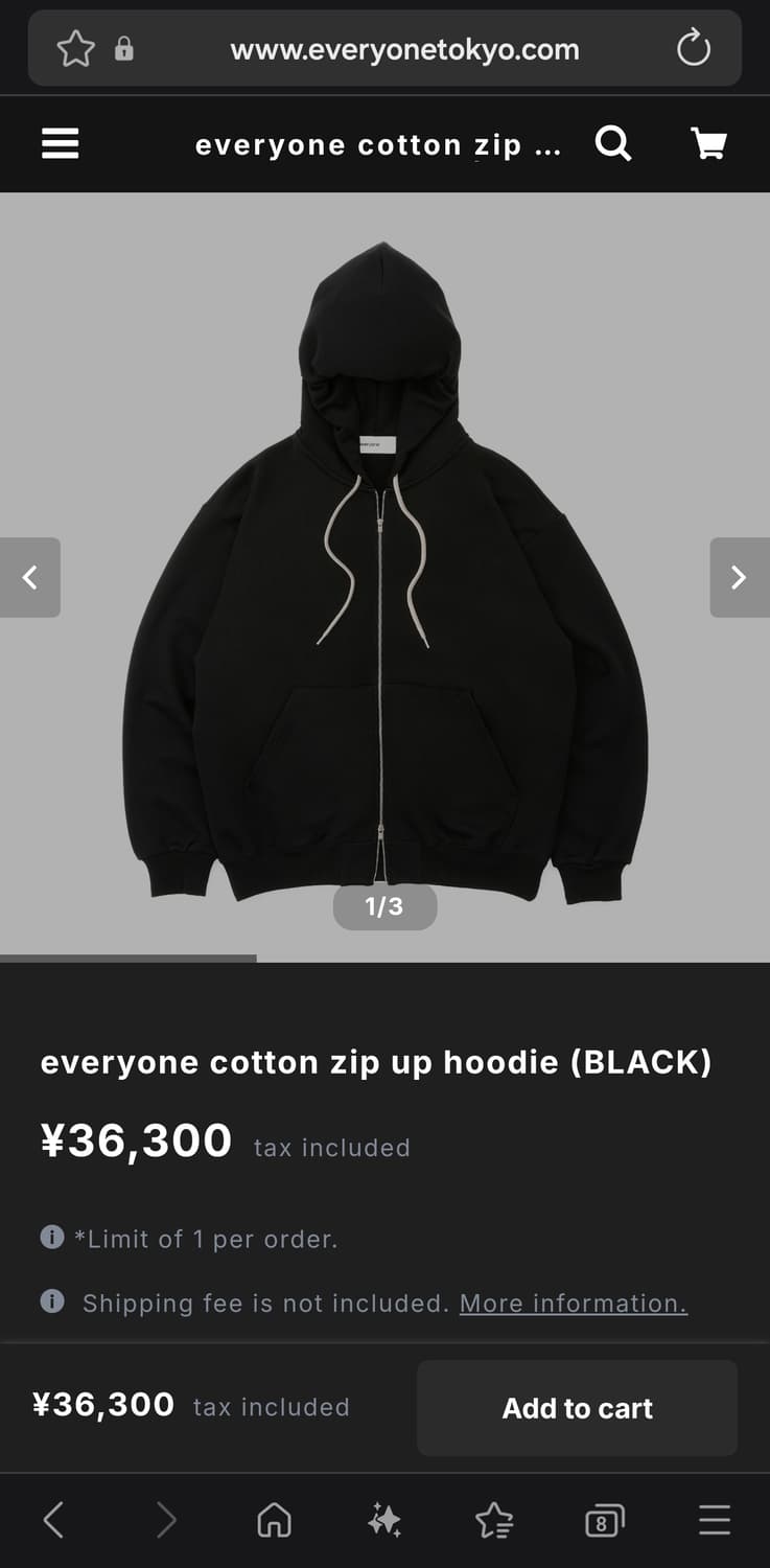 everyone cotton zip up hoodie (BLACK) xl 상품이미지1