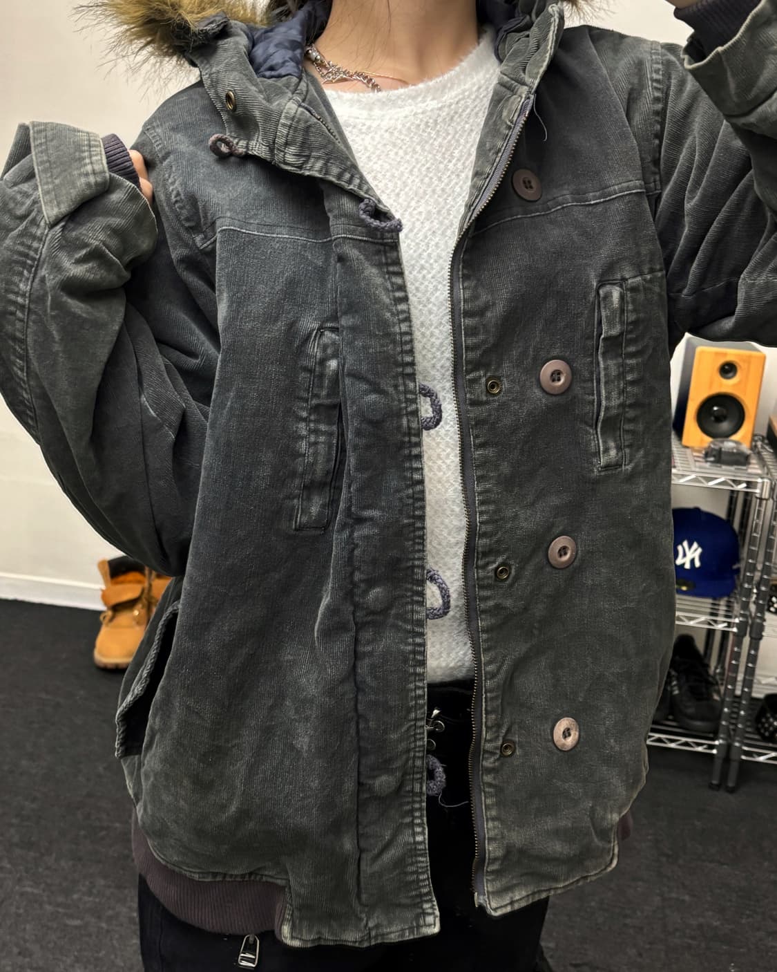 올드 빈티지 코듀로이 퍼 후드 점퍼 상품이미지2