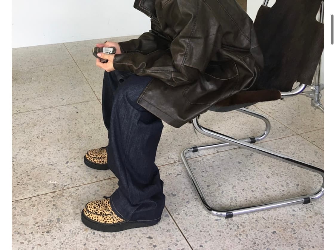 리이리 레더 코트 브라운 free 상품이미지3