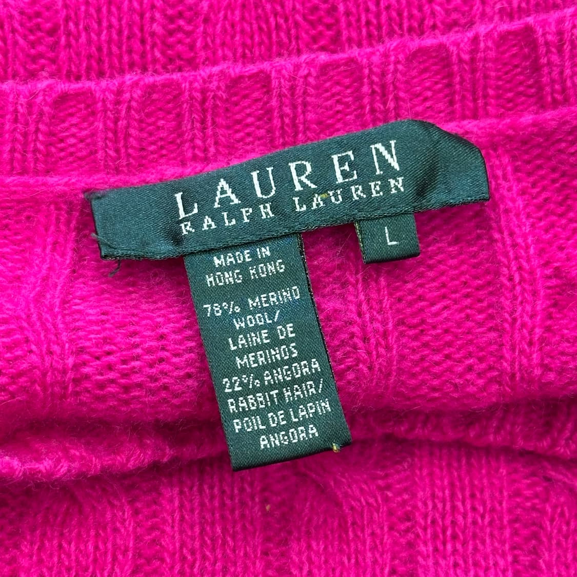 L 폴로랄프로렌 여성용 앙고라 울 핑크 케이블 니트 상품이미지4