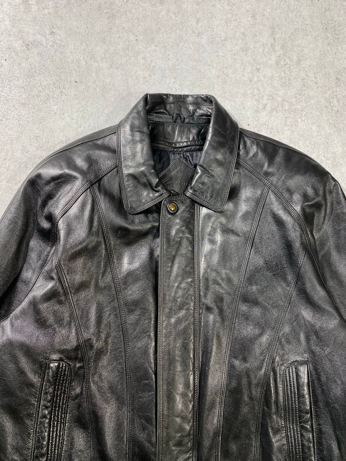 [105]90s Indian 블랙 덕다운 라이닝 양가죽 봄버자켓 상품이미지2