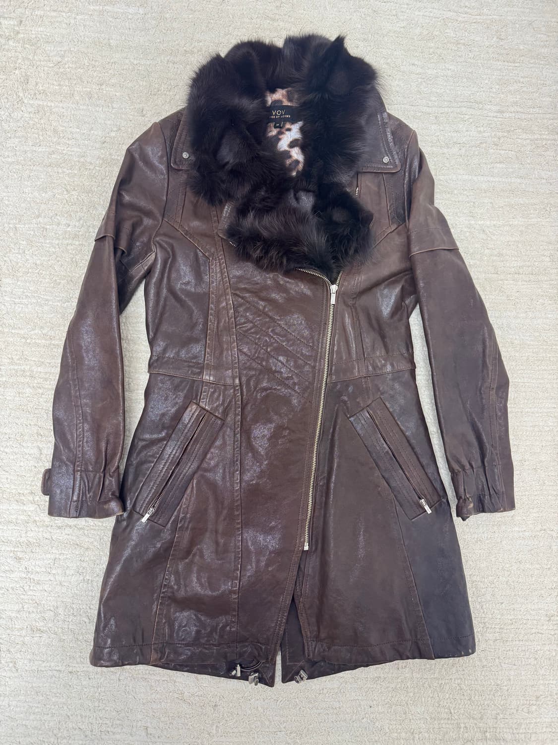 •VOV 리얼 가죽 퍼 롱코트 (슬림 실루엣) 상품이미지1