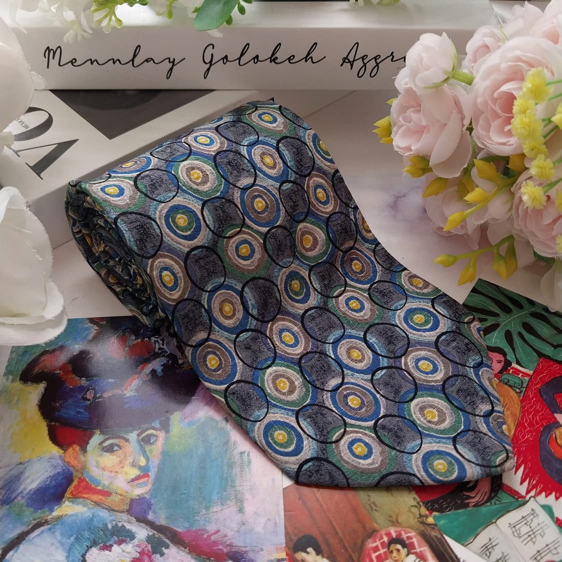 에르메네질도 제냐 그레이 패턴 넥타이 9.7cm S~A+등급 K2433
 상품이미지4