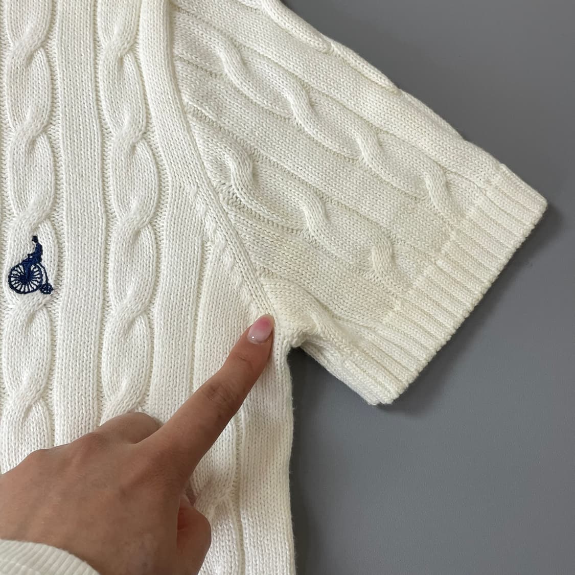 빈폴 화이트 꽈배기 반팔니트 S 상품이미지6