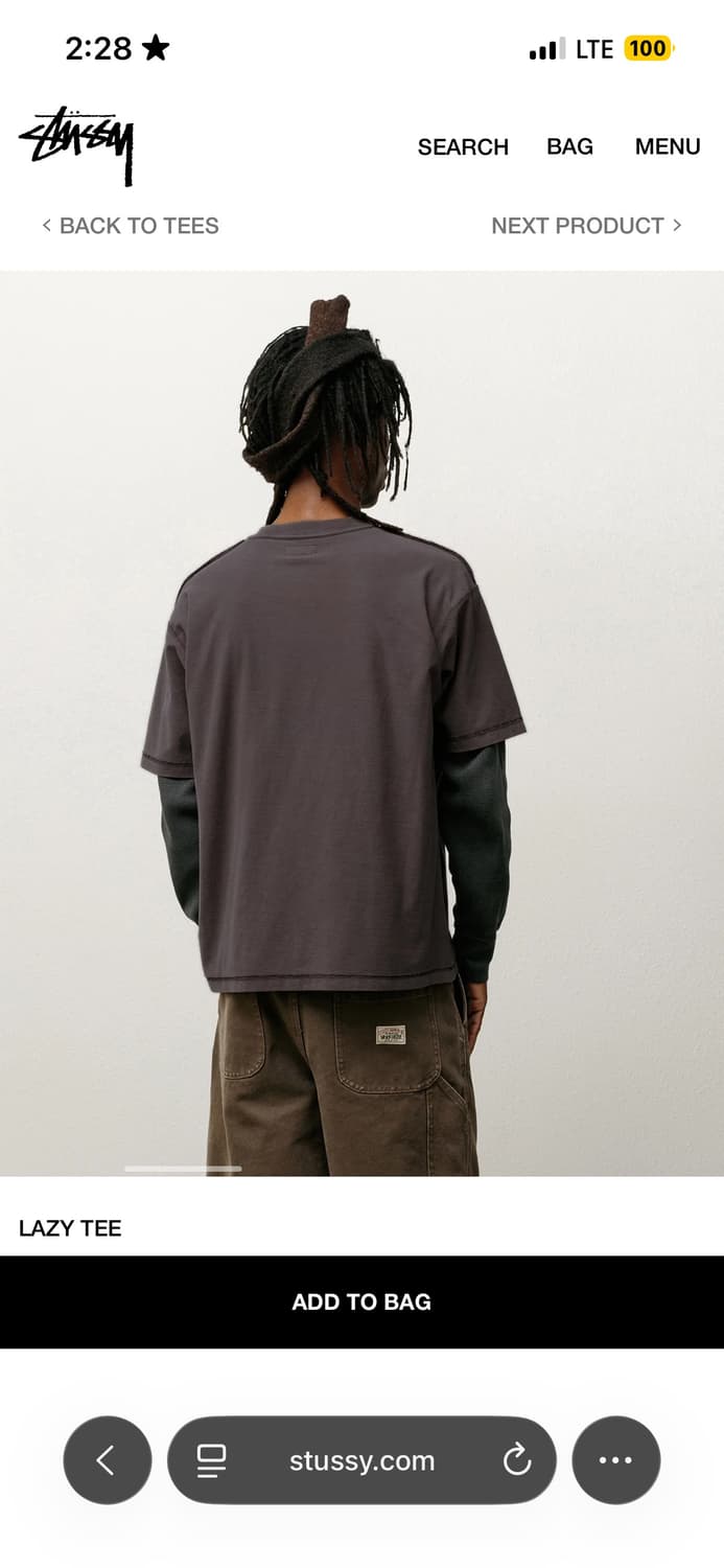STUSSY LAZY TEE BLACK S 새상품 상품이미지5