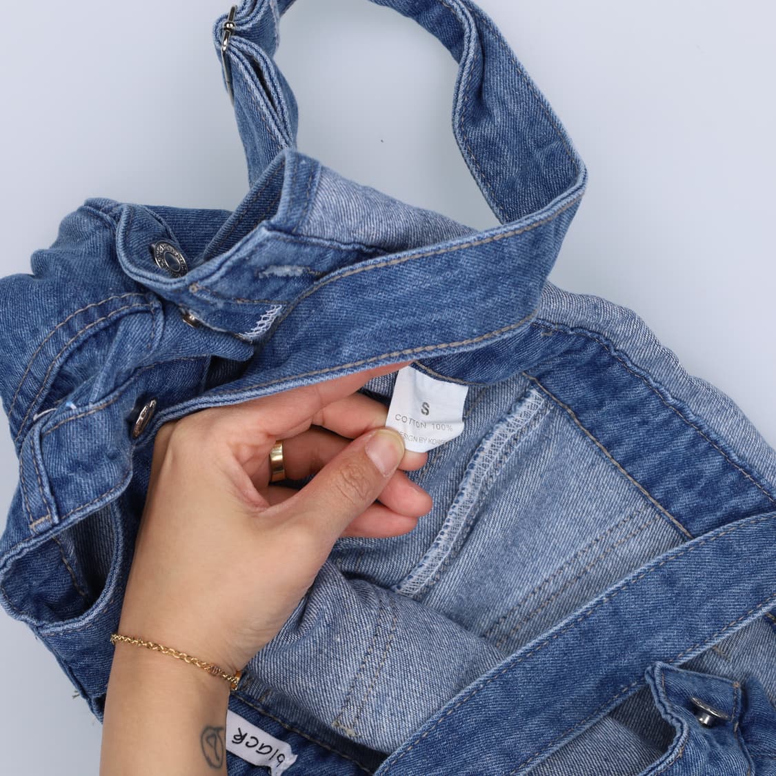 S 빈티지 여성 멜빵반바지 데님 0423H1 상품이미지3