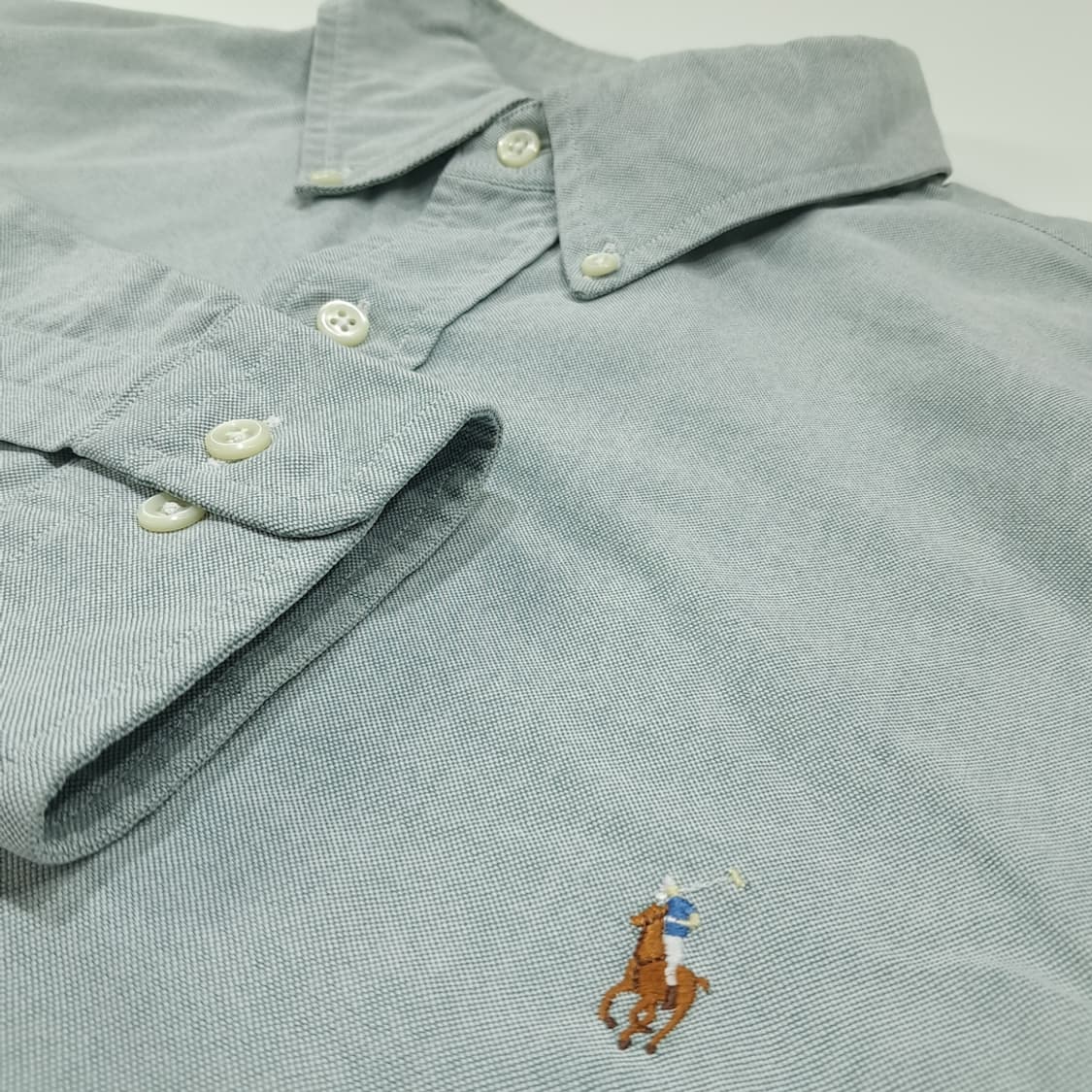 CL794 2XL 폴로 90s 핀포인트 세이지그린 셔츠 남방 상품이미지4