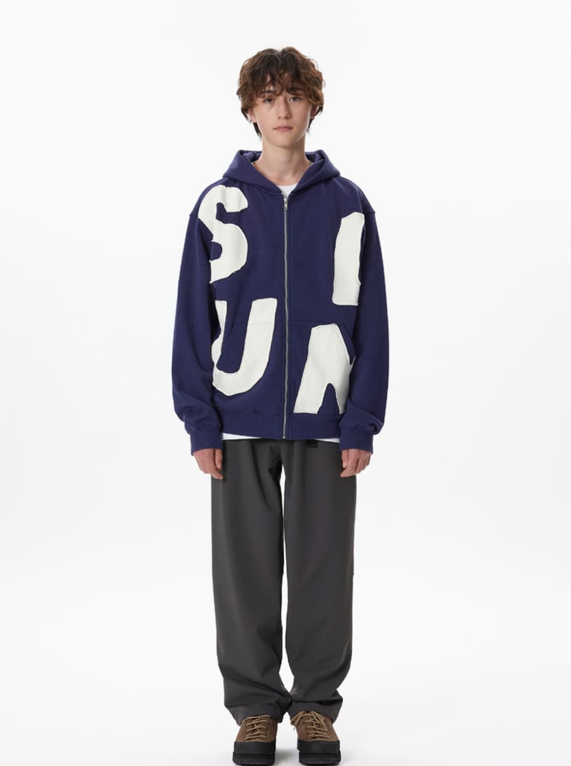 Capital Zip Up Hoodie Navy 상품이미지3