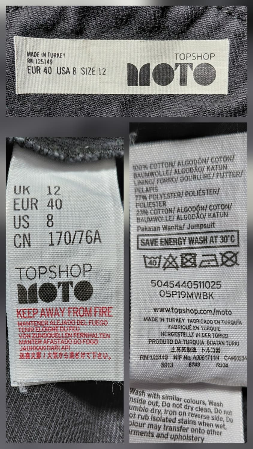 [Topshop] 모토(MOTO) 블랙 데님 오버롤 멜빵바지 (UK12) 상품이미지4