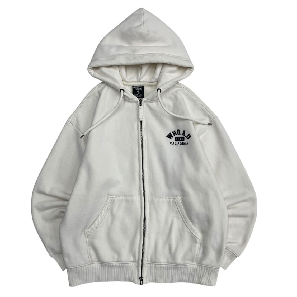 후아유 미니로고 아이보리 후드집업 S 상품이미지3