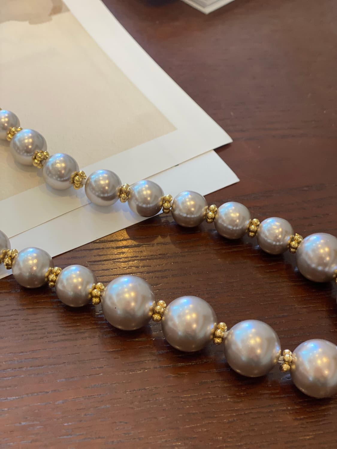 빈티지 그레이 진주구슬 리본 목걸이 상품이미지4