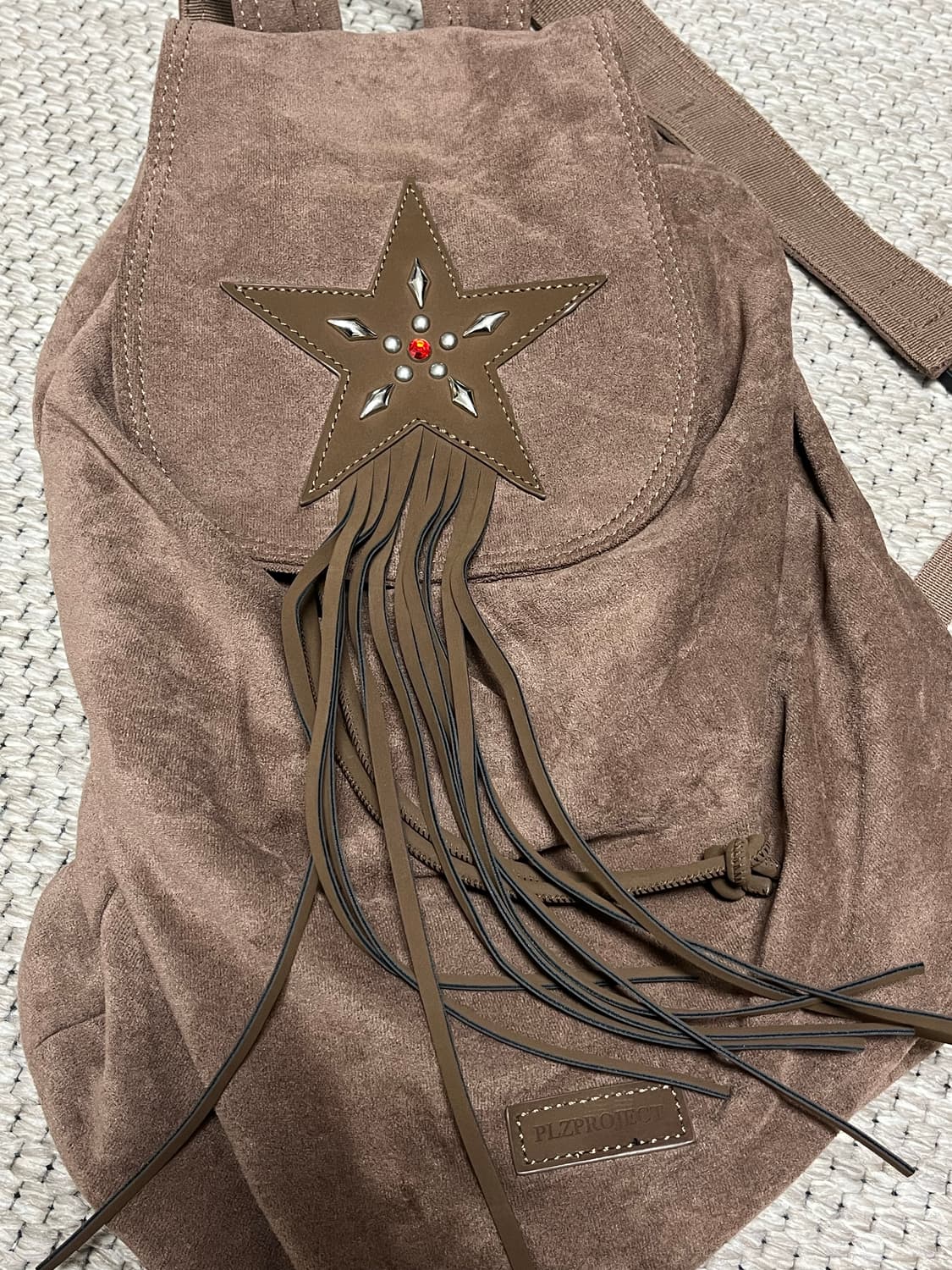 플리즈프로젝트 suede fringe backpack brown 상품이미지3