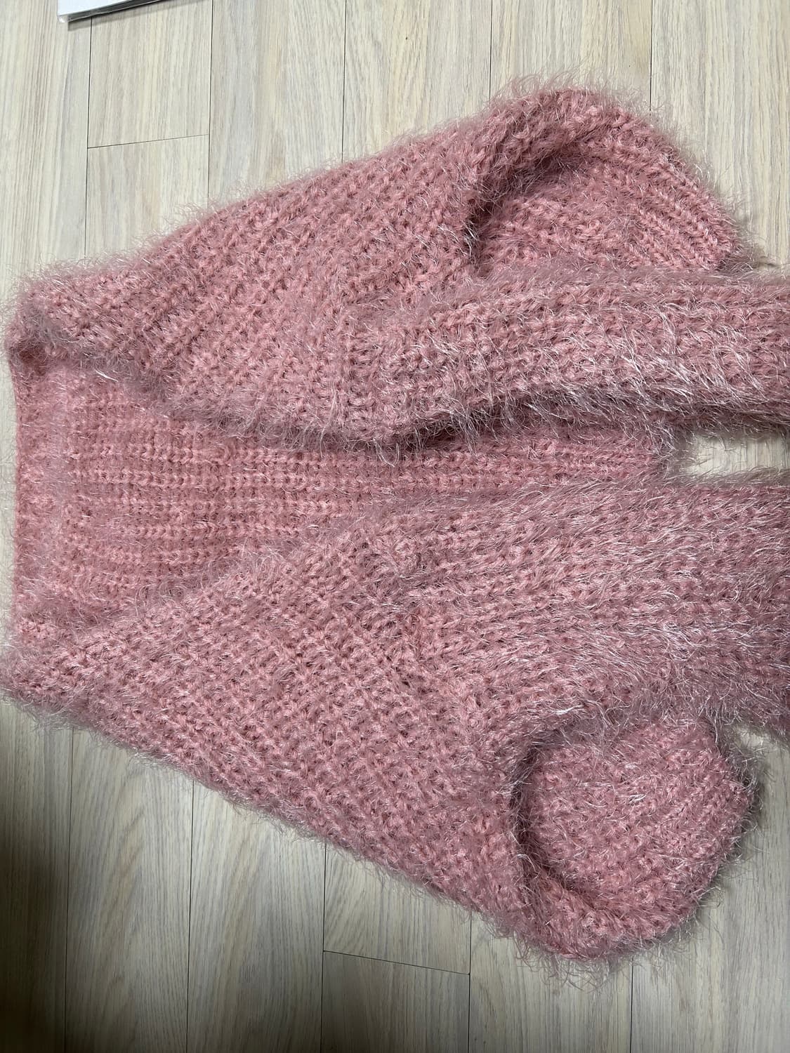 앤드모어 앙고라 보트넥 루즈핏 긴팔니트 핑크 상품이미지3