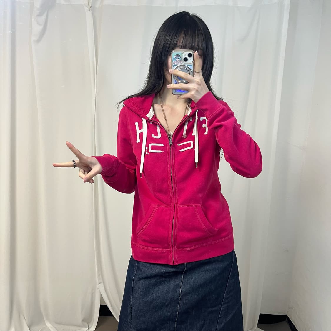 Abercrombie pink zip-up hoodie 상품이미지2