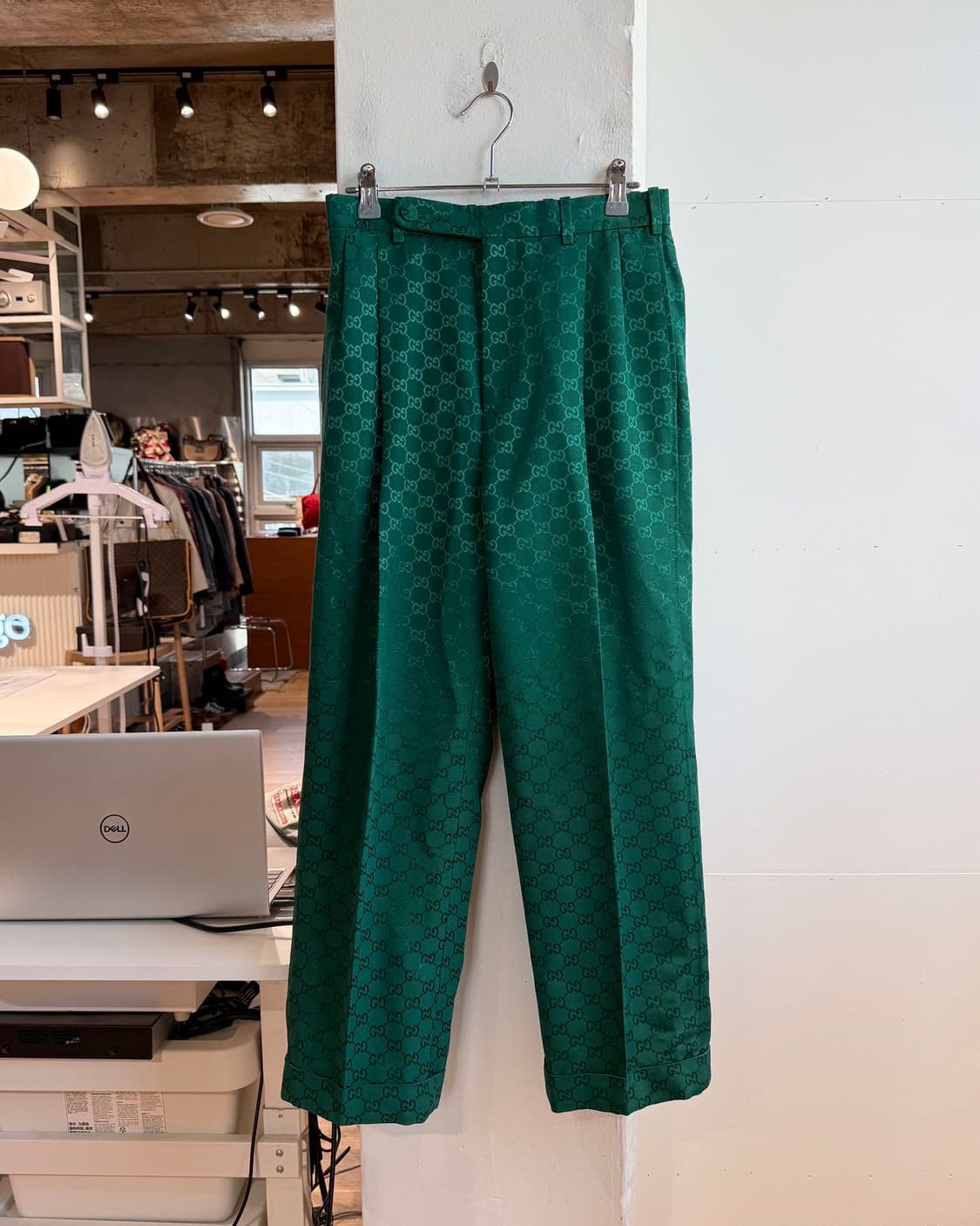 구찌 그린 GG 자카드 레이온 혼방 슬랙스 팬츠  상품이미지2