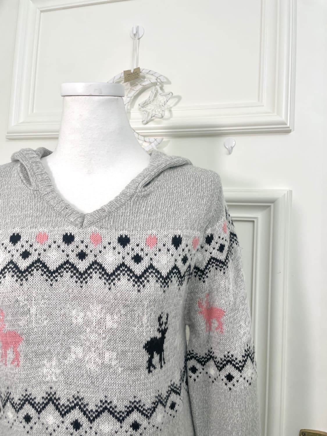 sheer gray heart nordic pattern hoodie o 상품이미지7