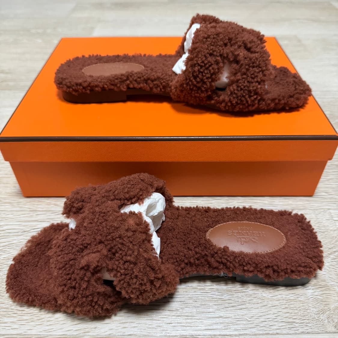 [S+급/36.5] 에르메스 오란 시어링 퍼 샌들 슬리퍼 상품이미지4