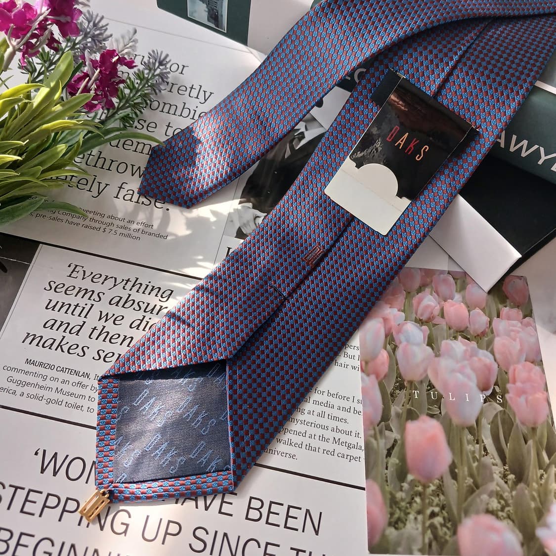 DAKS 닥스 실크 블루 체크 패턴 넥타이 8cm 새상품 E846 상품이미지4