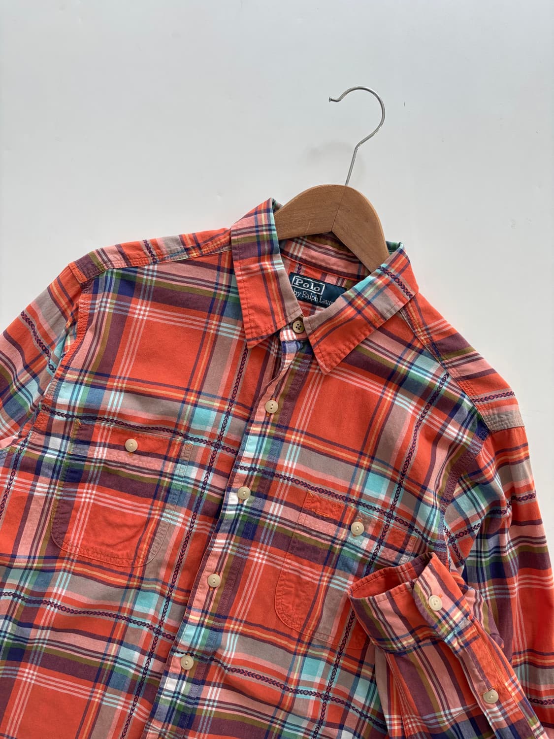 Polo 폴로 랄프로렌 오렌지 컬러 체크 패턴 투포켓 셔츠 상품이미지3
