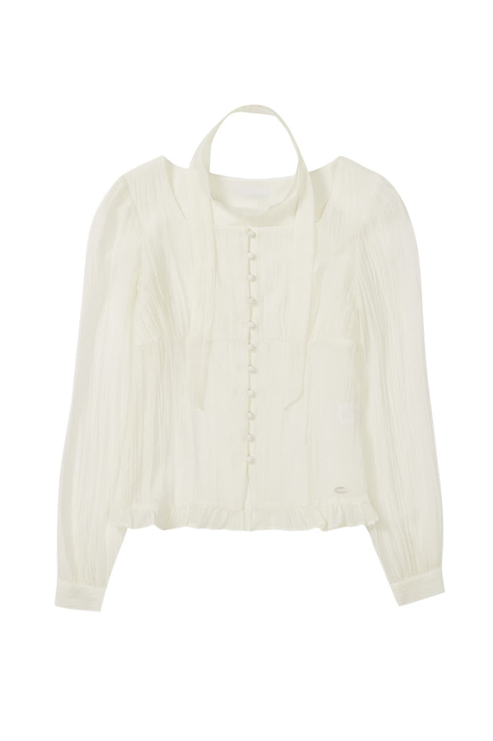 일리고 리본 타이 스퀘어넥 블라우스 크림 상품이미지3