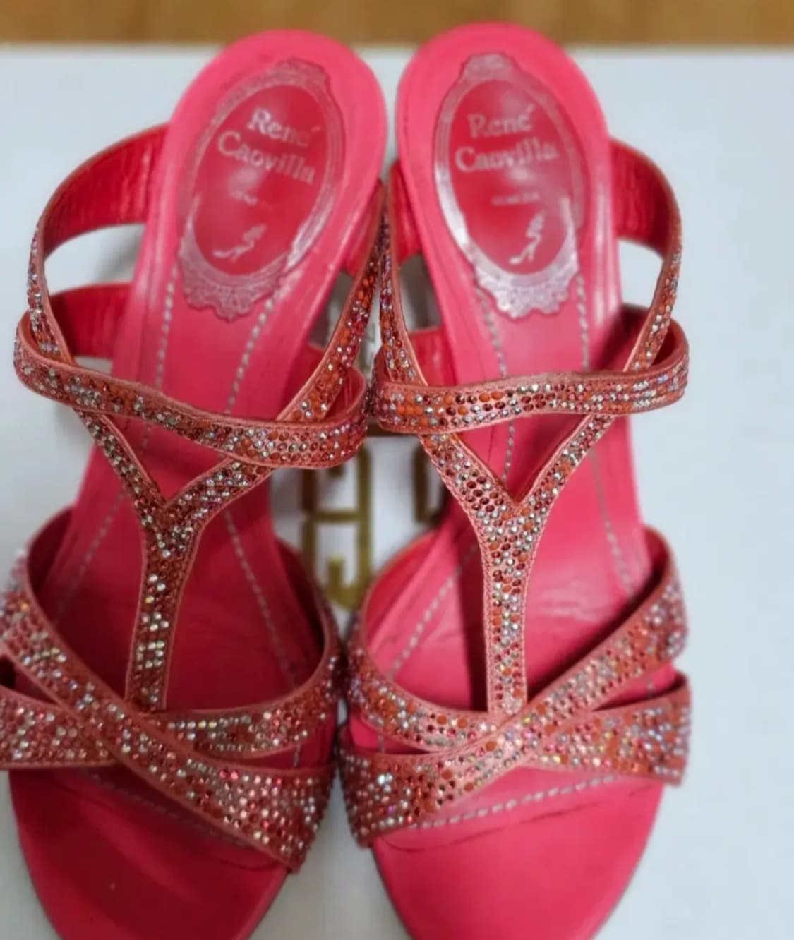 이태리 르네까오빌라  크리스탈 레드 진핑크 샌들 230~235 상품이미지1