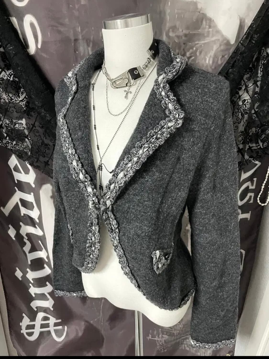 Jpn 트위드st 울니트자켓가디건 일본빈티지오네갸루리즈리사히피니혼진핀터깔 상품이미지3