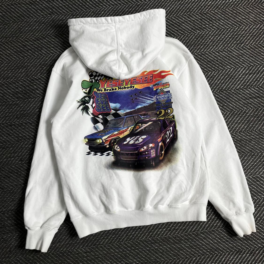 예스아이씨 레이싱 그래픽 빅로고 박시핏 후드 티셔츠y 3246 상품이미지1