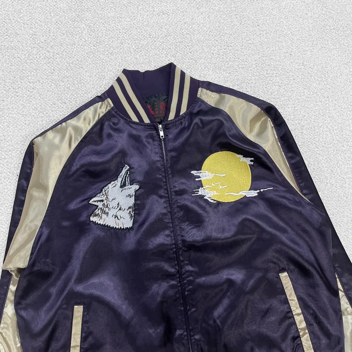 일심여경 Jpn 제패니즈 오리엔탈 울프 자수 스카쟌 자켓 퍼플 상품이미지4