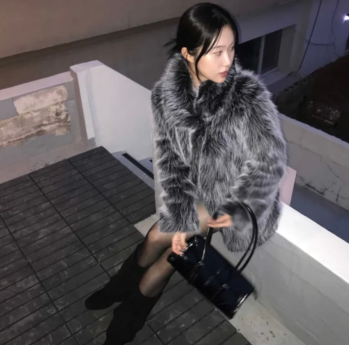 블랙 퍼 자켓 상품이미지1