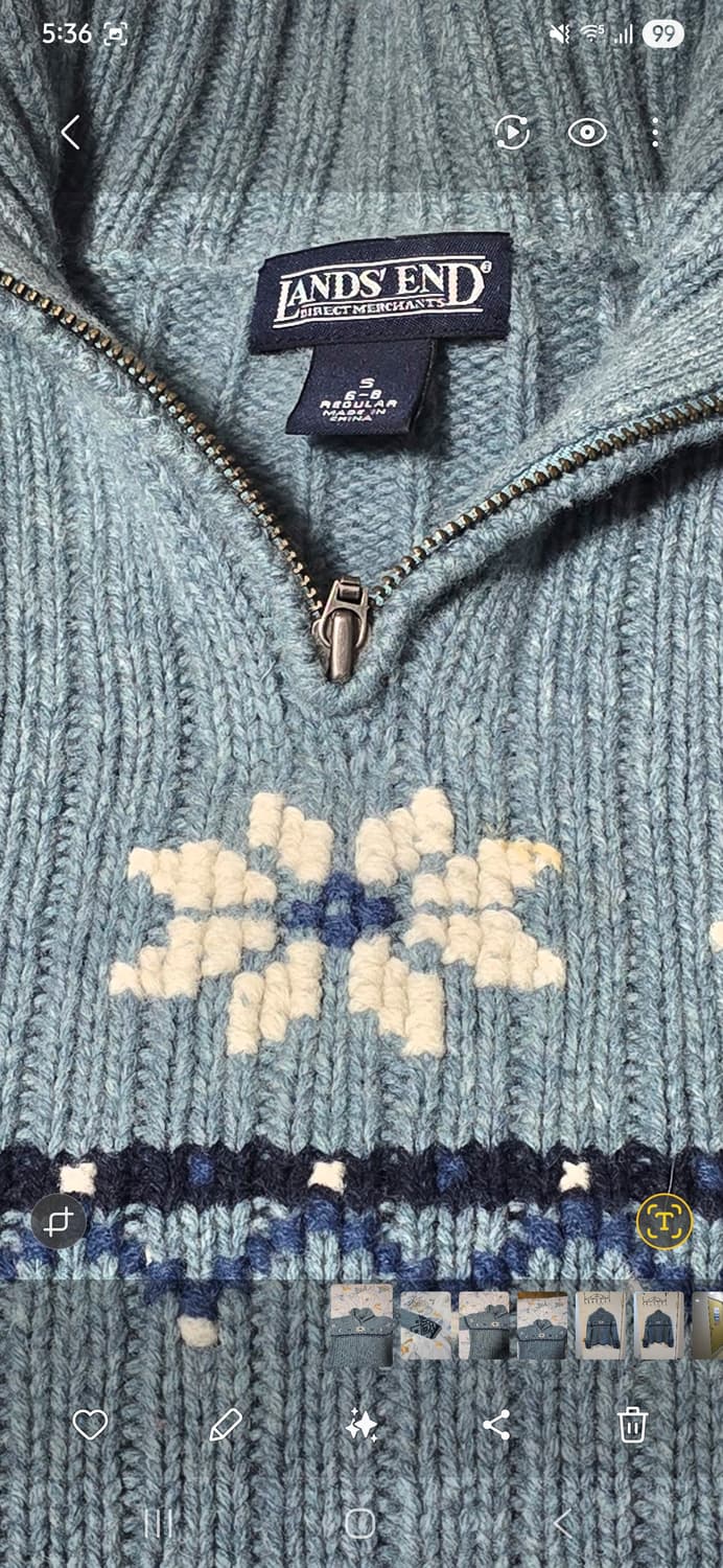 Lands End 패턴 하프집업 니트 S 상품이미지3