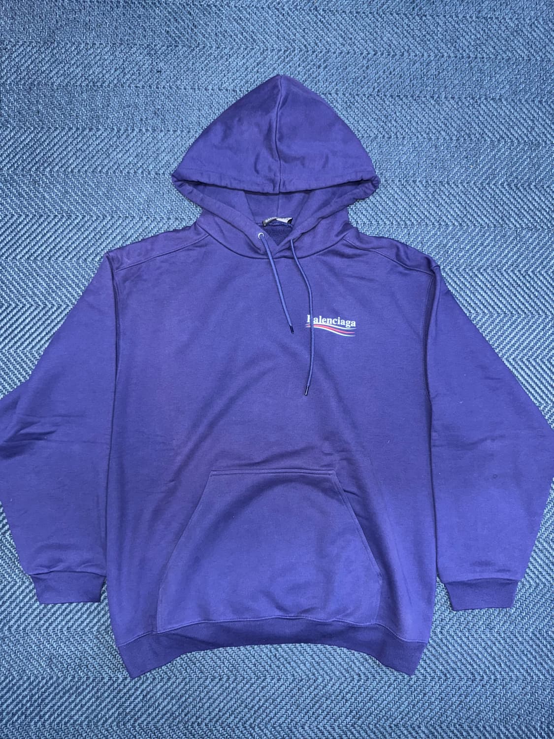 발렌시아가 웨이브로고 후드 블루 상품이미지1