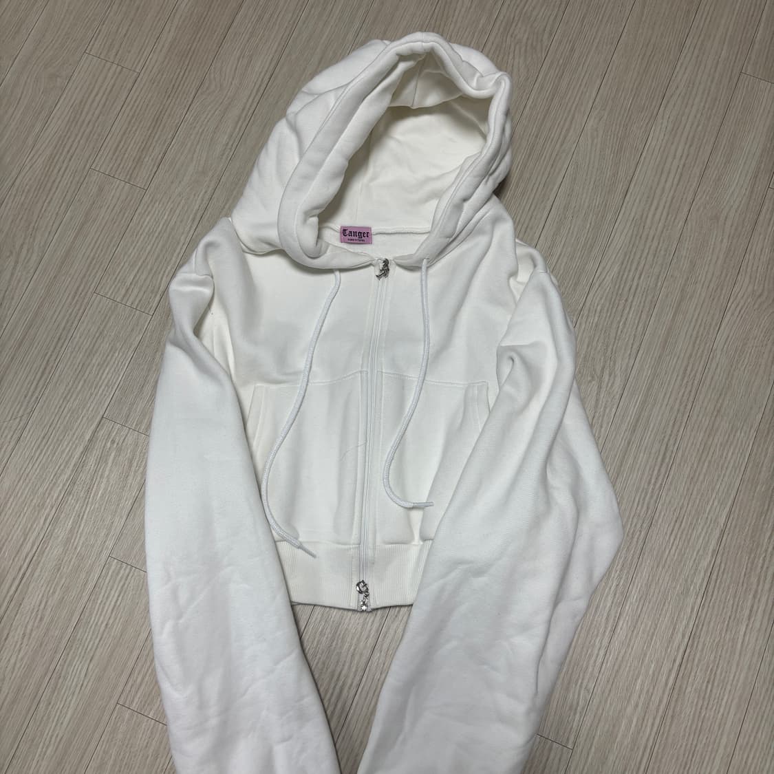 탠저 블링 기모 후드집업 화이트 상품이미지3