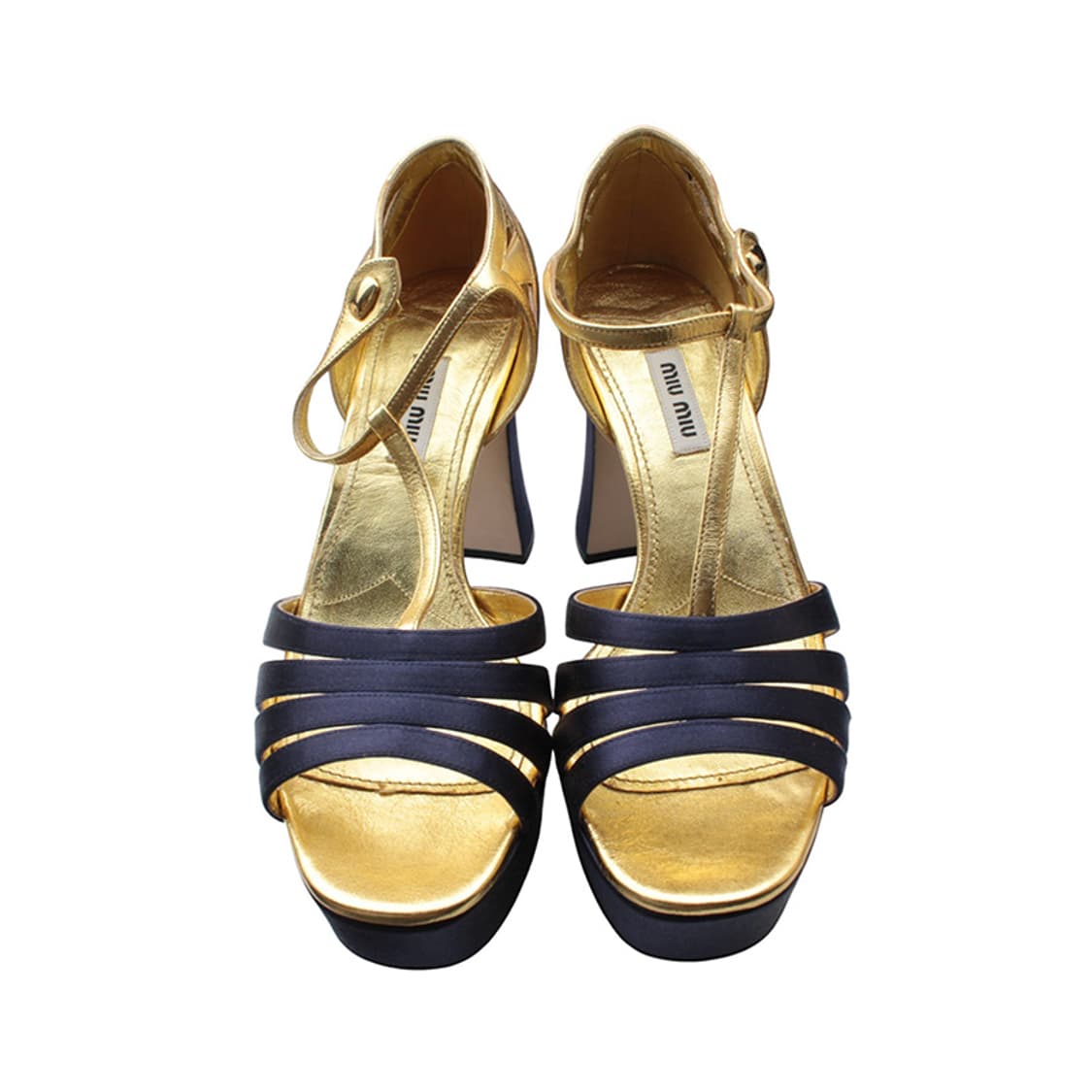미우미우 네이비블루 새틴 T스트랩 샌들 38 상품이미지2