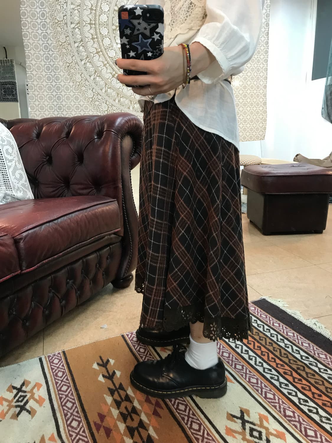 썰스데이아일랜드 여성 체크 미디스커트 상품이미지5