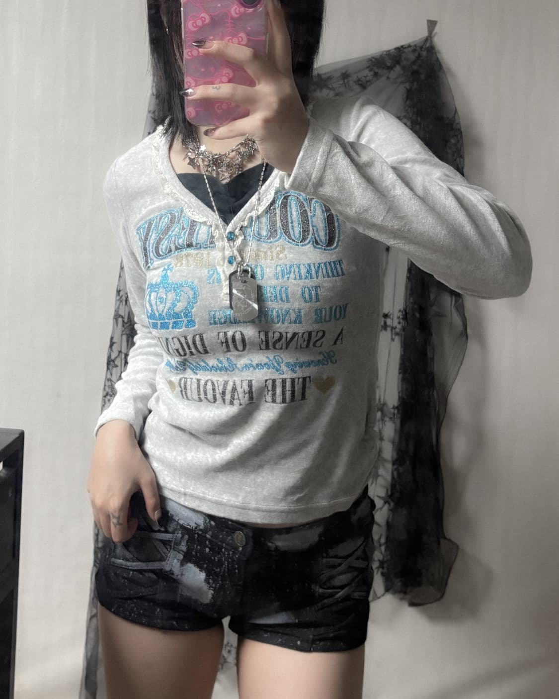 y2k 레터링 포인트 롱슬리브  상품이미지1