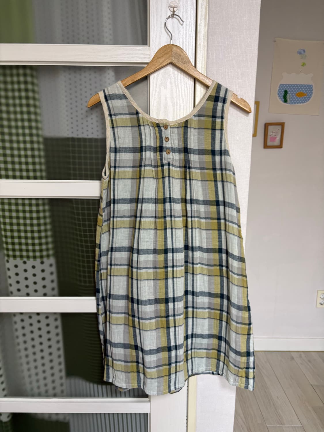 그린 체크 브이넥 원피스 상품이미지9