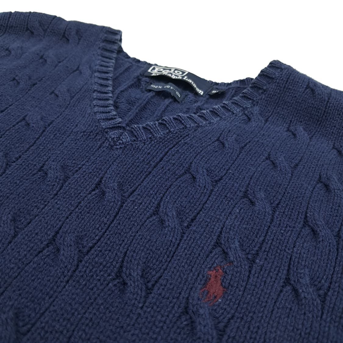 CN749 M 폴로 랄프로렌 네이비 케이블 니트 조끼 베스트 상품이미지4