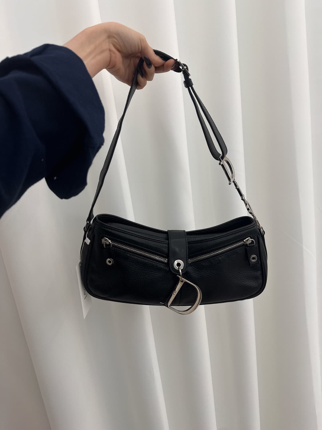 디올 빈티지 블랙 레더 디링백 상품이미지1