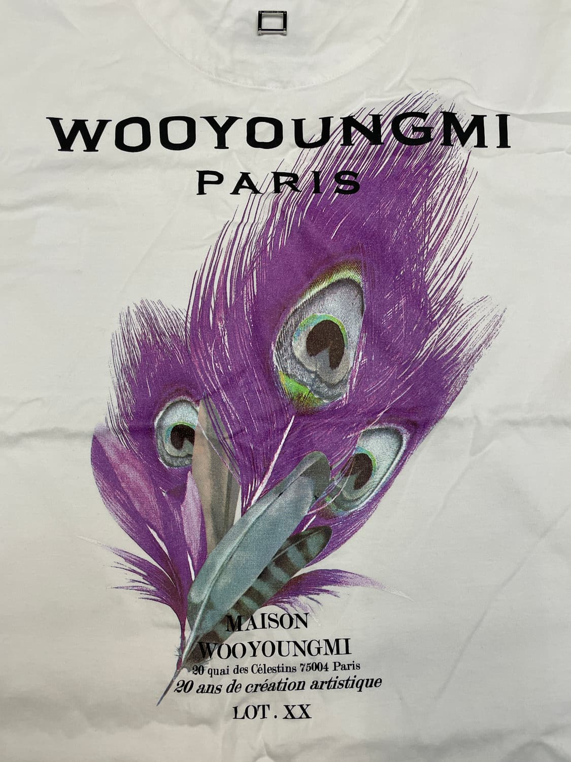 우영미 백로고 23SS 깃털 프린트 반팔티셔츠 화이트 상품이미지7