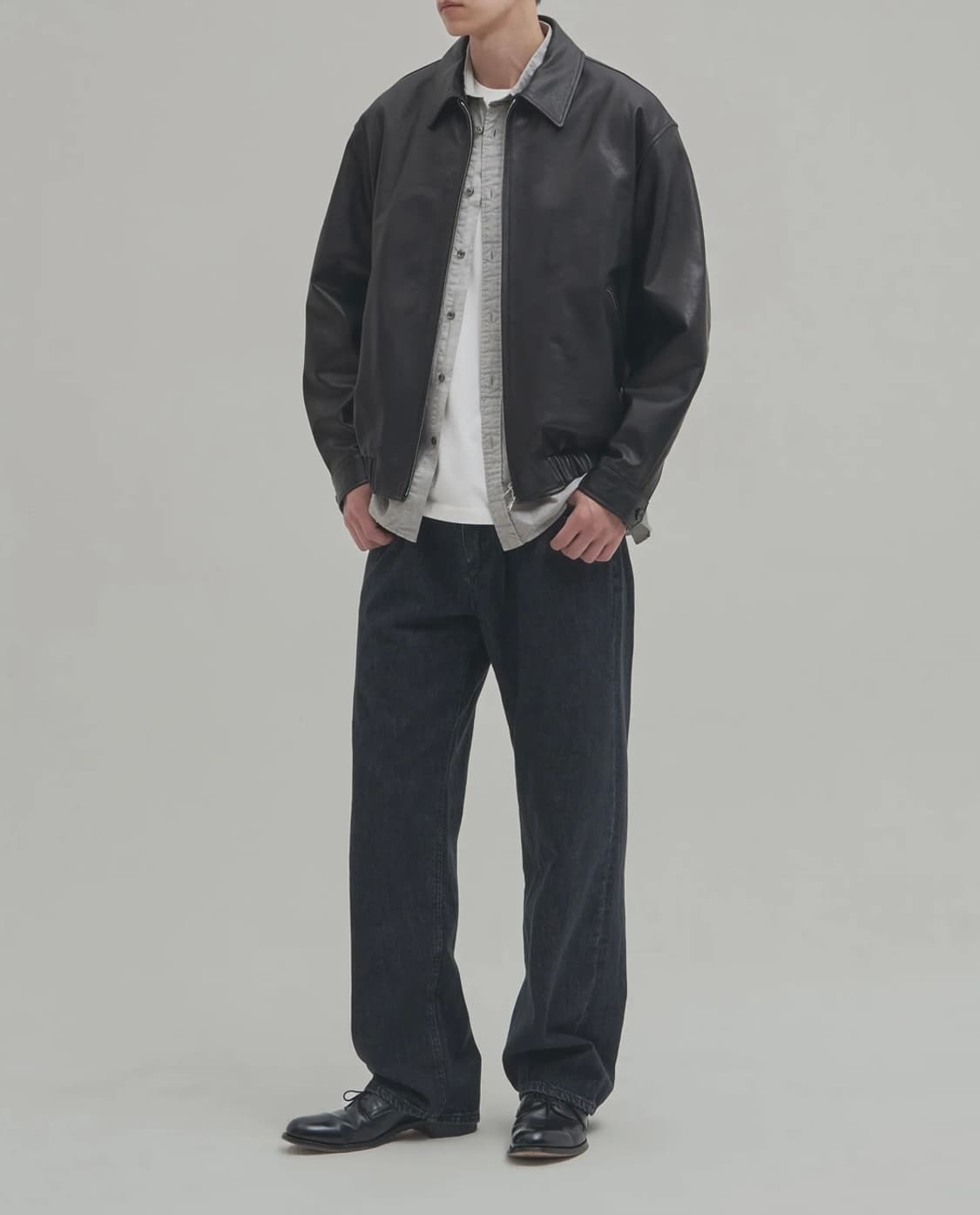 인더로우 아드리안 레더 블루종 블랙 1 상품이미지3