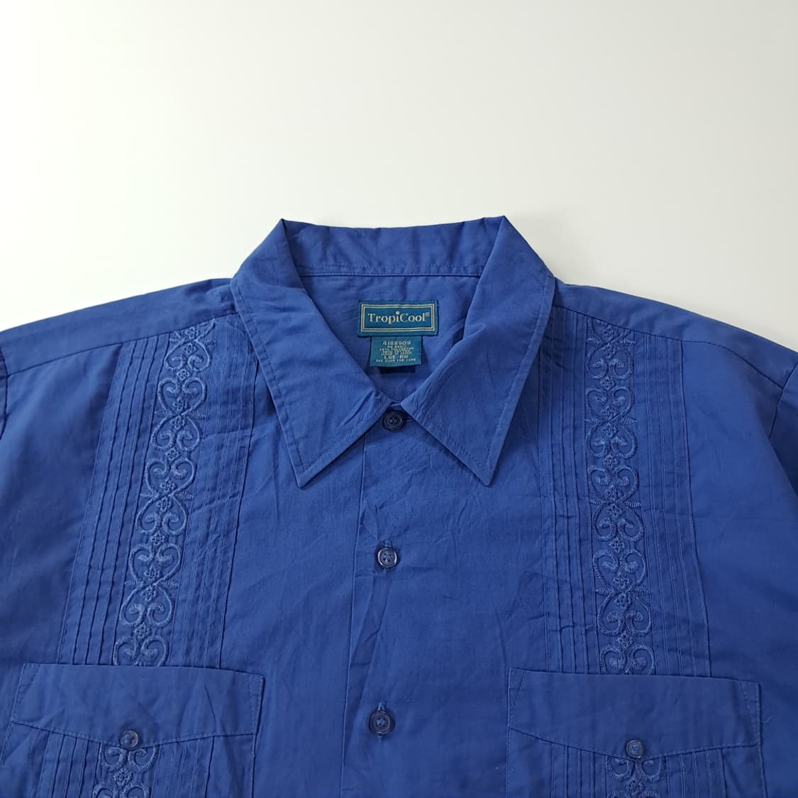 CK553 L 트로피쿨 90s 과야베라 아쿠아블루 반팔 셔츠 남방 상품이미지2
