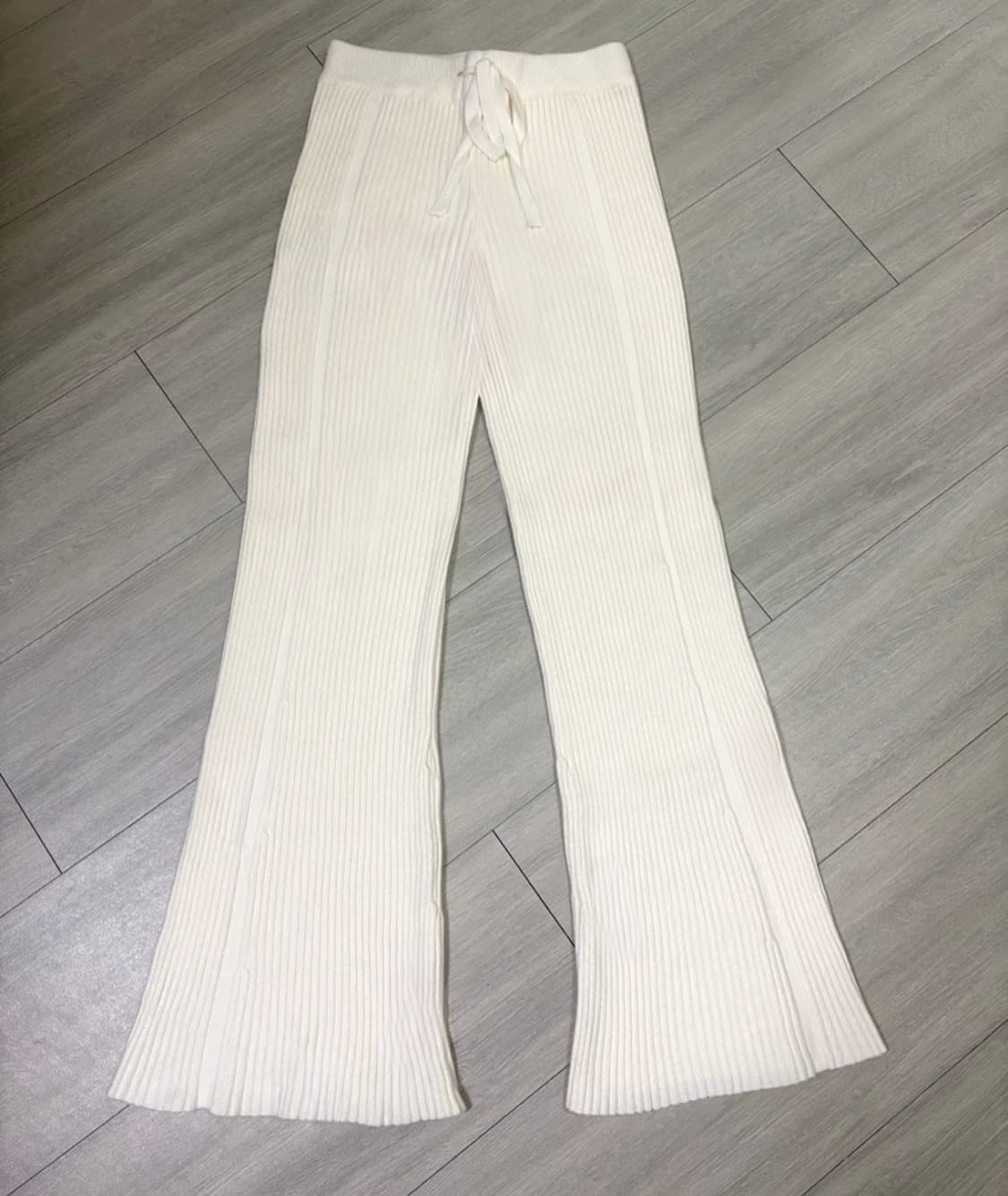 슬림핏 와이드 골지 니트 팬츠 아이보리 새상품 상품이미지10