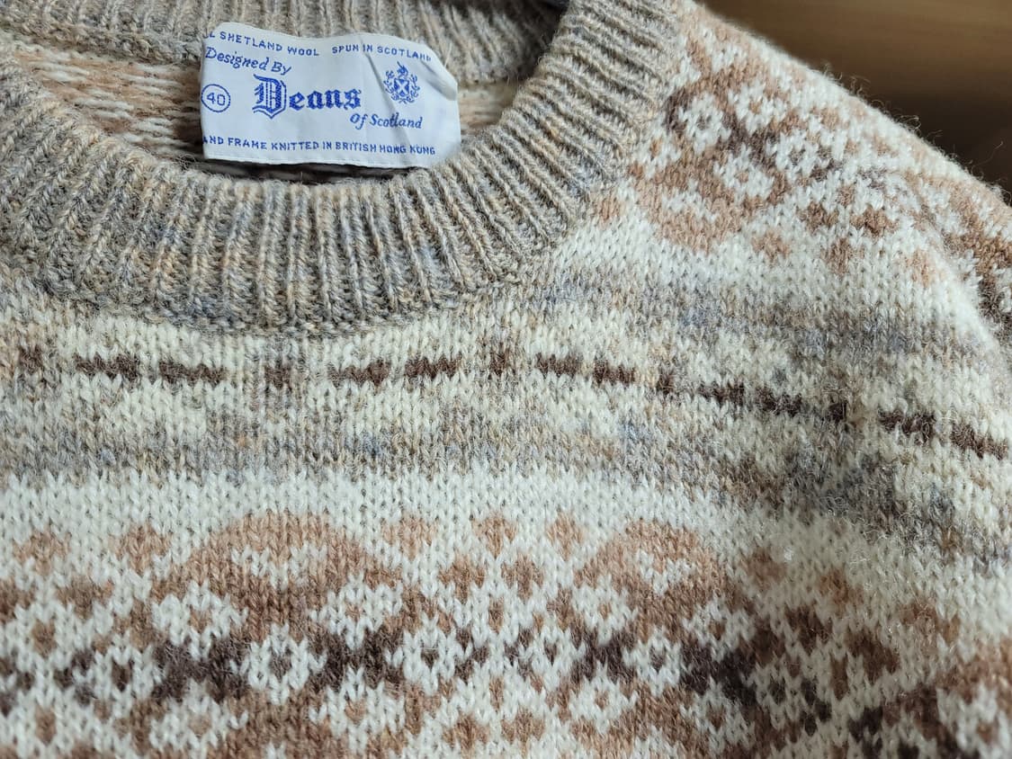 빈티지 스코틀랜드 페어아일 울 니트 베이지 브라운 라벤더 상품이미지3