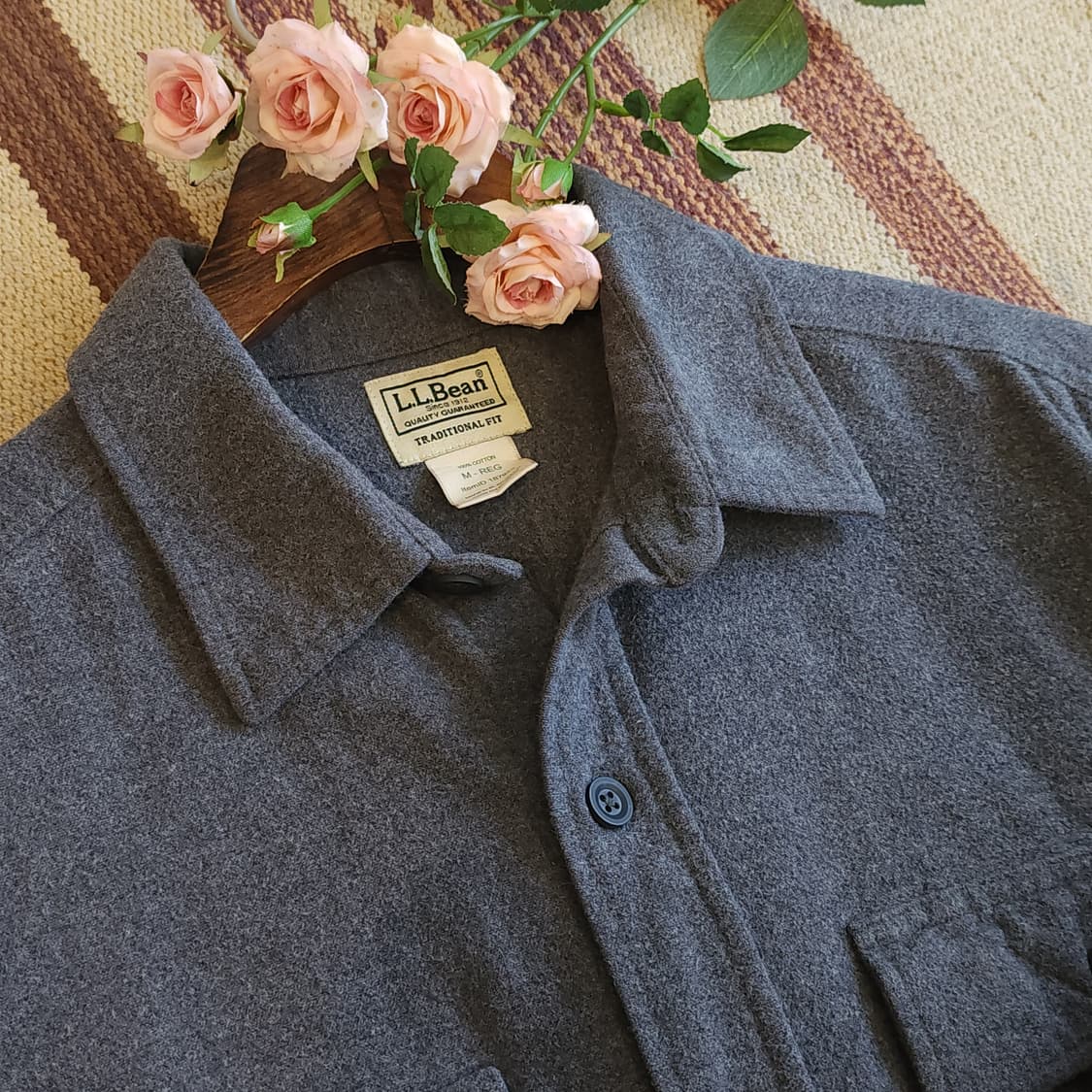 90s 엘엘빈 헤비코튼 투포켓 워크셔츠 샤모아 셔츠 그레이 m 상품이미지9